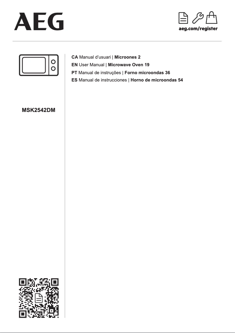 Page n°1 - Manuel utilisateur AEG MSK2542DM