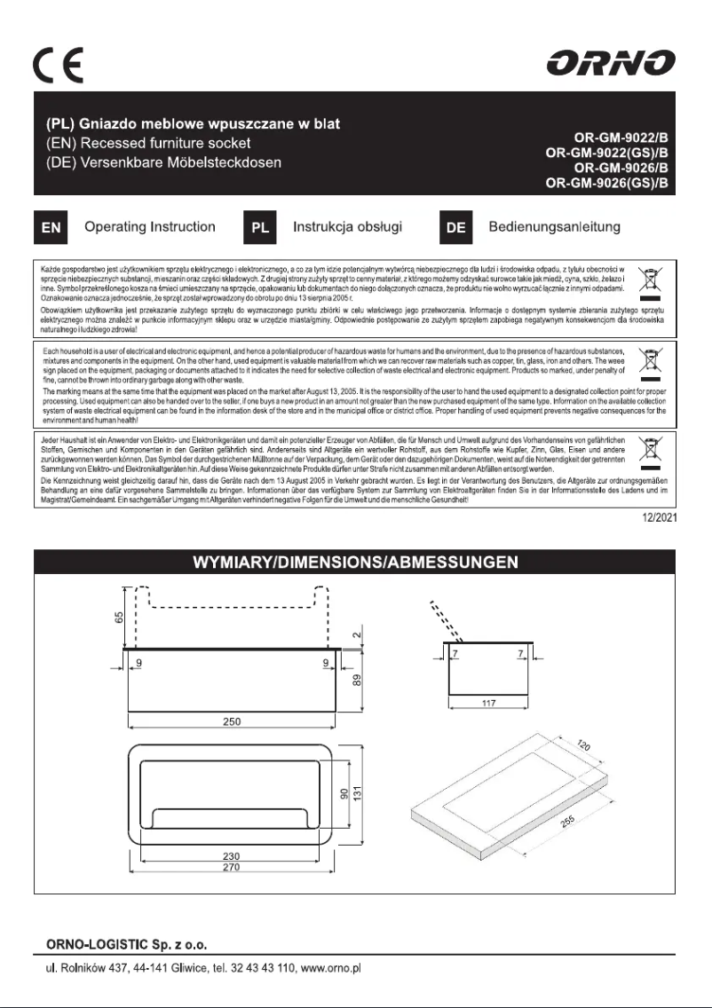 Page n°1 - Manuel utilisateur ORNO OR-GM-9022