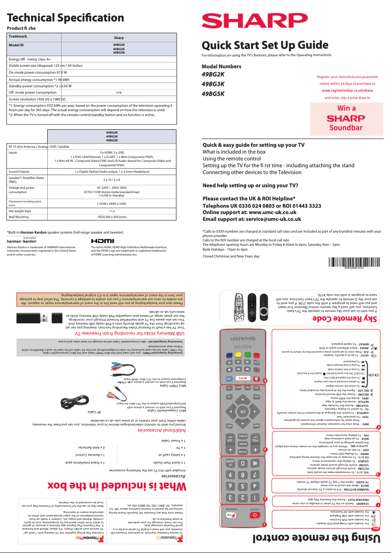 Page 1 de la notice Manuel utilisateur Sharp 49BG5K