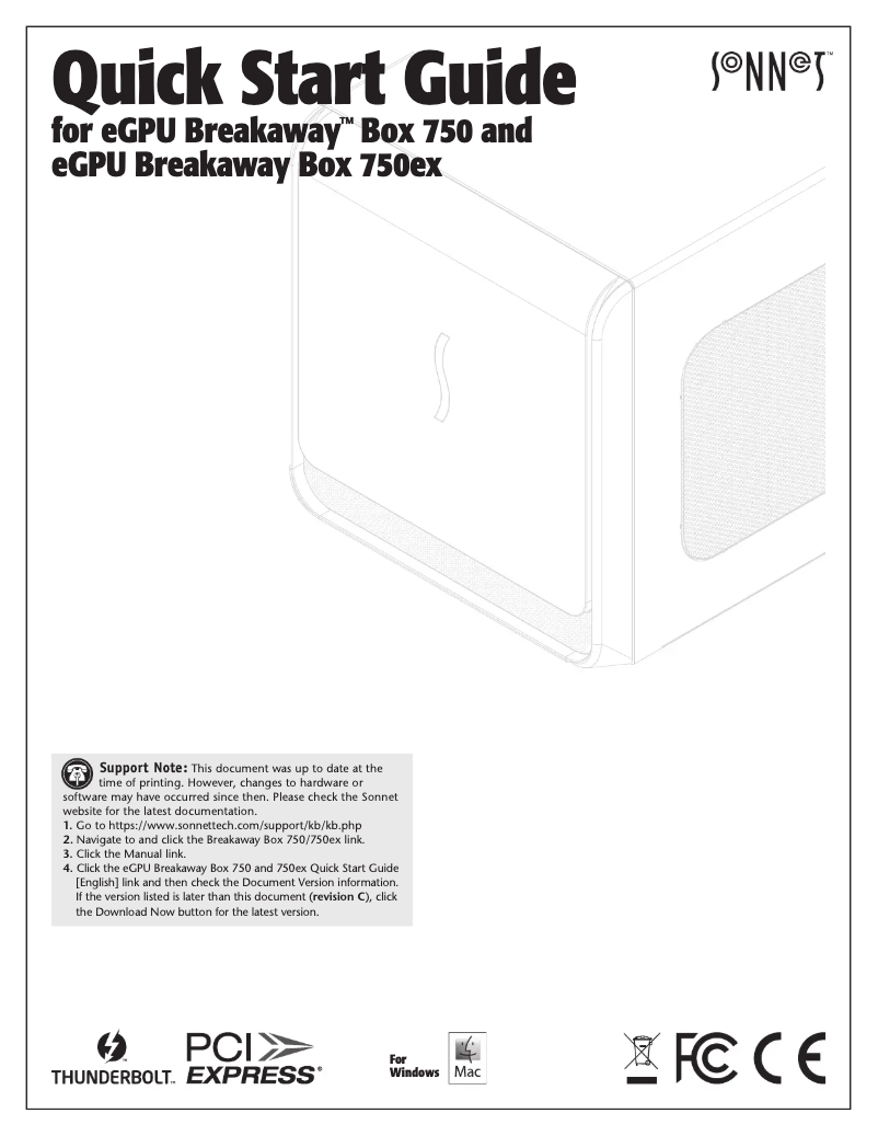 Page 1 de la notice Manuel utilisateur Sonnet SON-GPU-750WEX-TB3