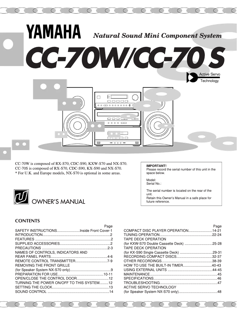 Imagen de la primera página del manual del dispositivo CC-70S