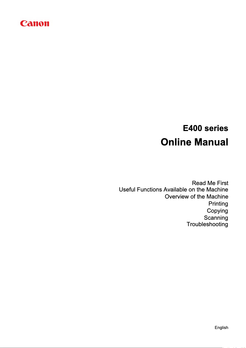 Page n°1 - Manuel utilisateur Canon Pixma E404