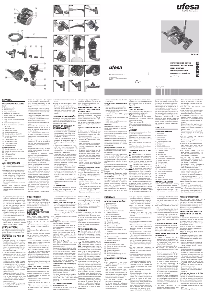 Page 1 de la notice Manuel utilisateur Ufesa AC6240