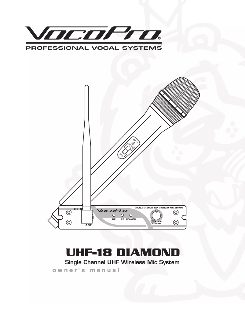 Image de la première page du manuel de l'appareil UHF-18 Diamond