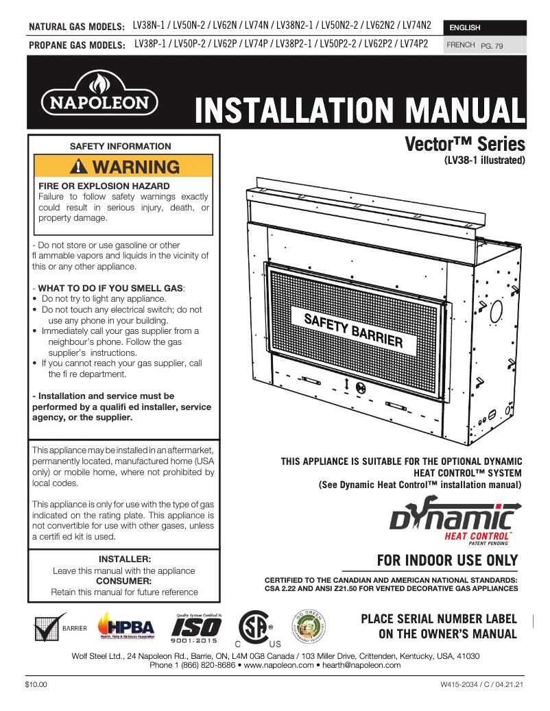 Image de la première page du manuel de l'appareil Vector 50