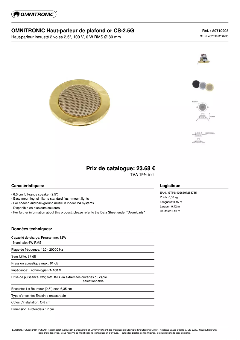 Página 1 del manual Ficha técnica Omnitronic CS-2