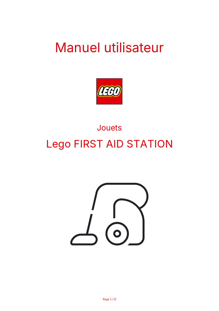 Page n°1 - Manuel utilisateur Lego FIRST AID STATION