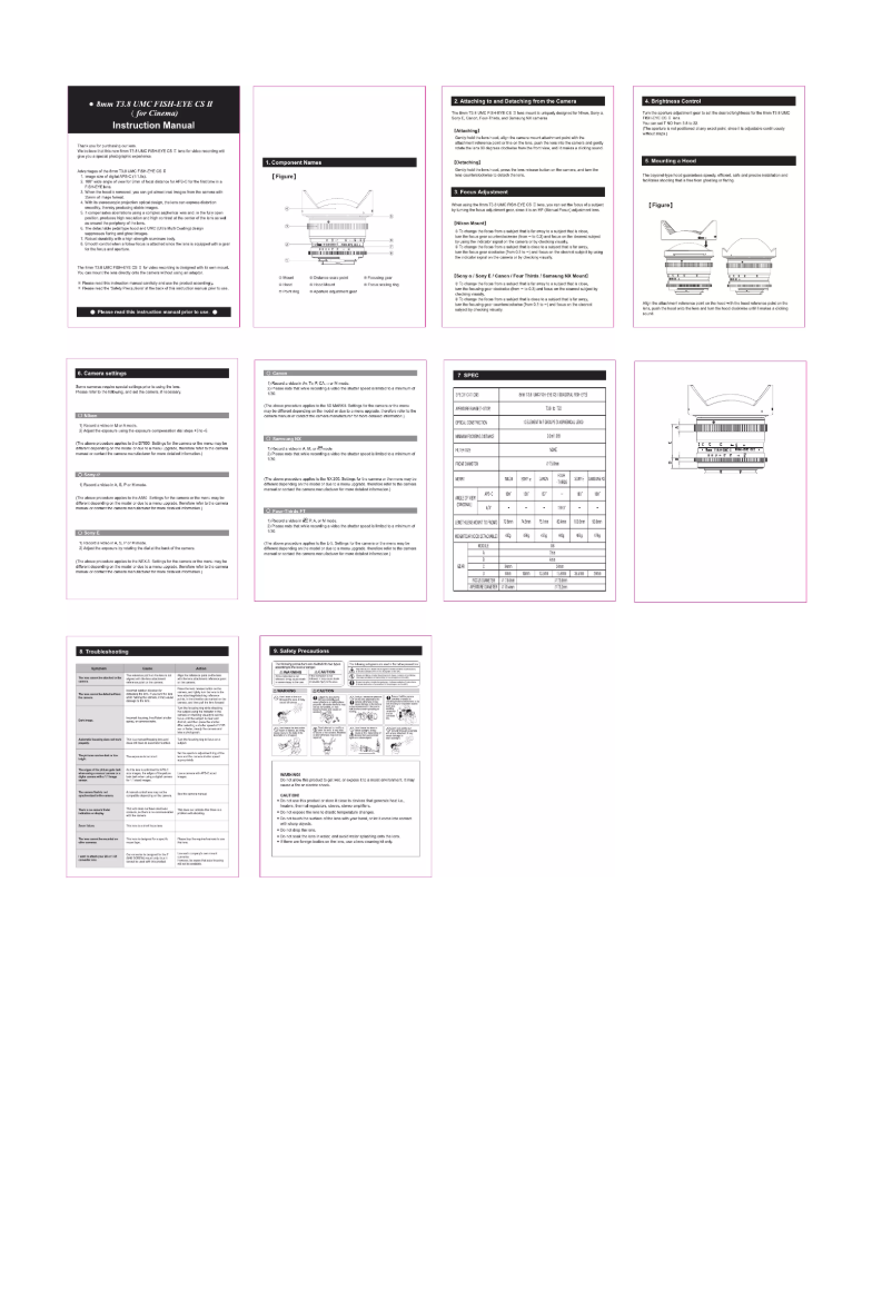 Page n°1 - Manuel utilisateur Rokinon Digital Photo FE8M-NEX