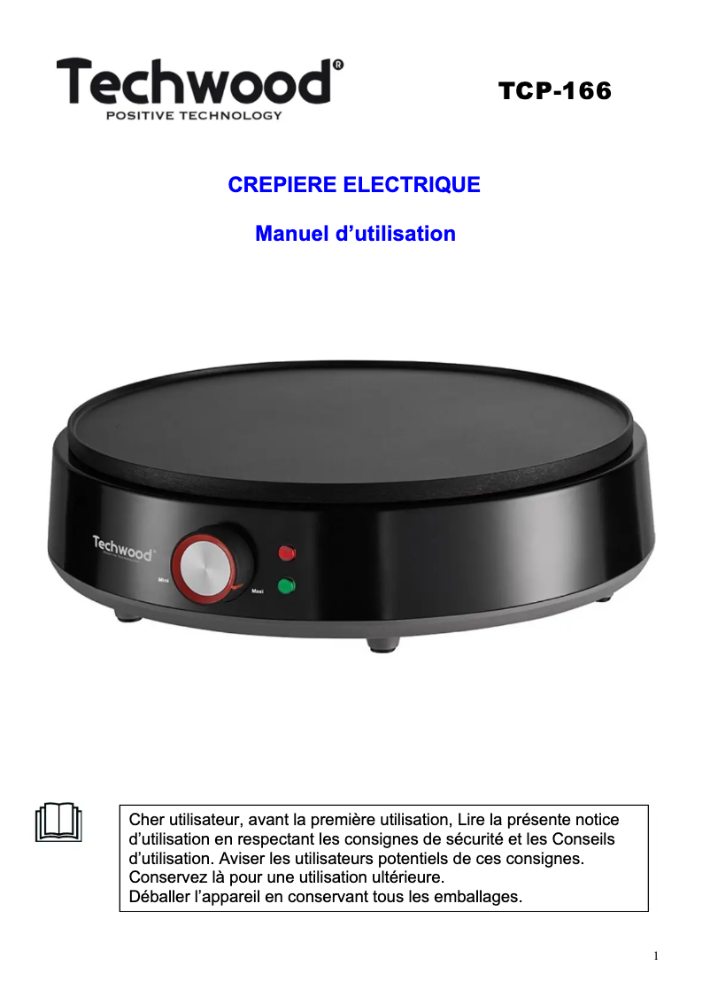 Página 1 del manual Manual de usuario Techwood TCP-700