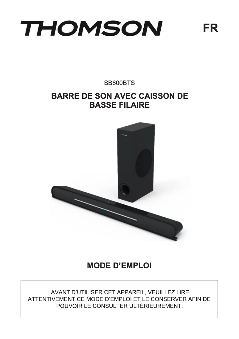 Page 1 de la notice Manuel utilisateur Thomson SB600BTS