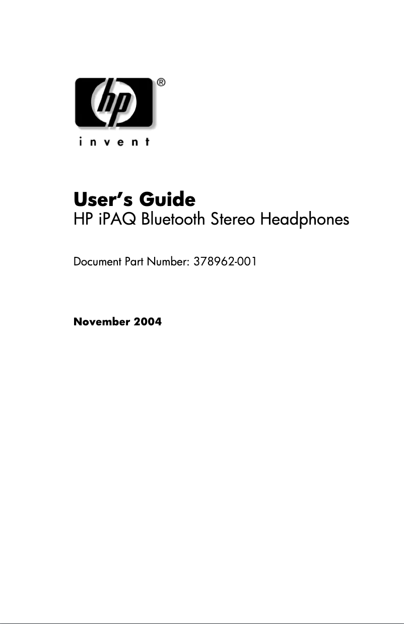 Page 1 de la notice Manuel utilisateur HP iPAQ Bluetooth Stereo Headphones