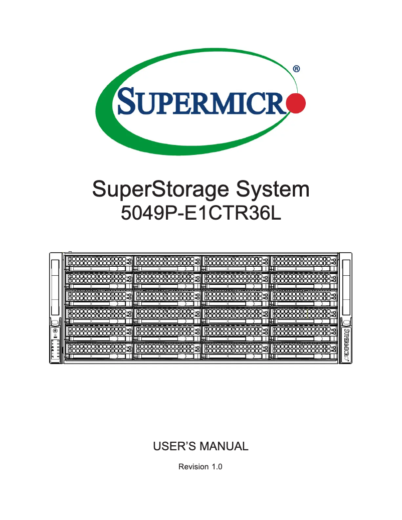 Page 1 de la notice Manuel utilisateur Supermicro SuperStorage 5049P-E1CTR36L