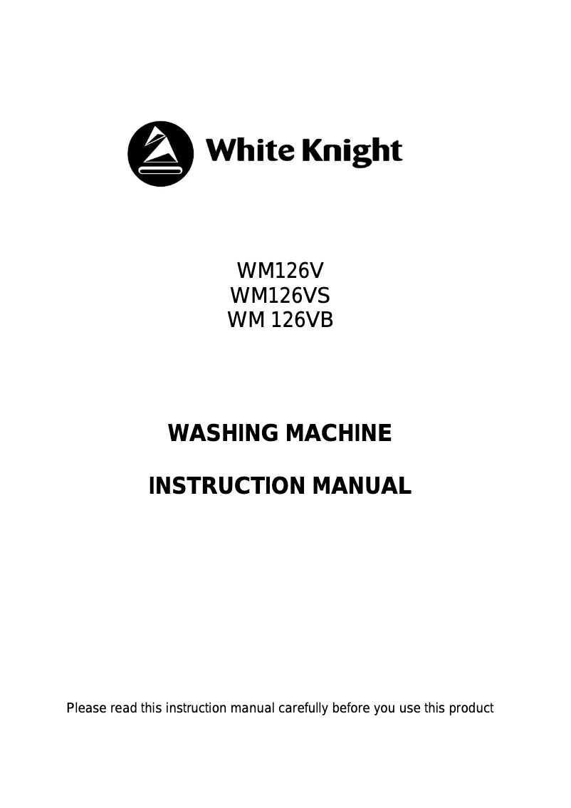 Page 1 de la notice Manuel utilisateur White Knight WM126VB