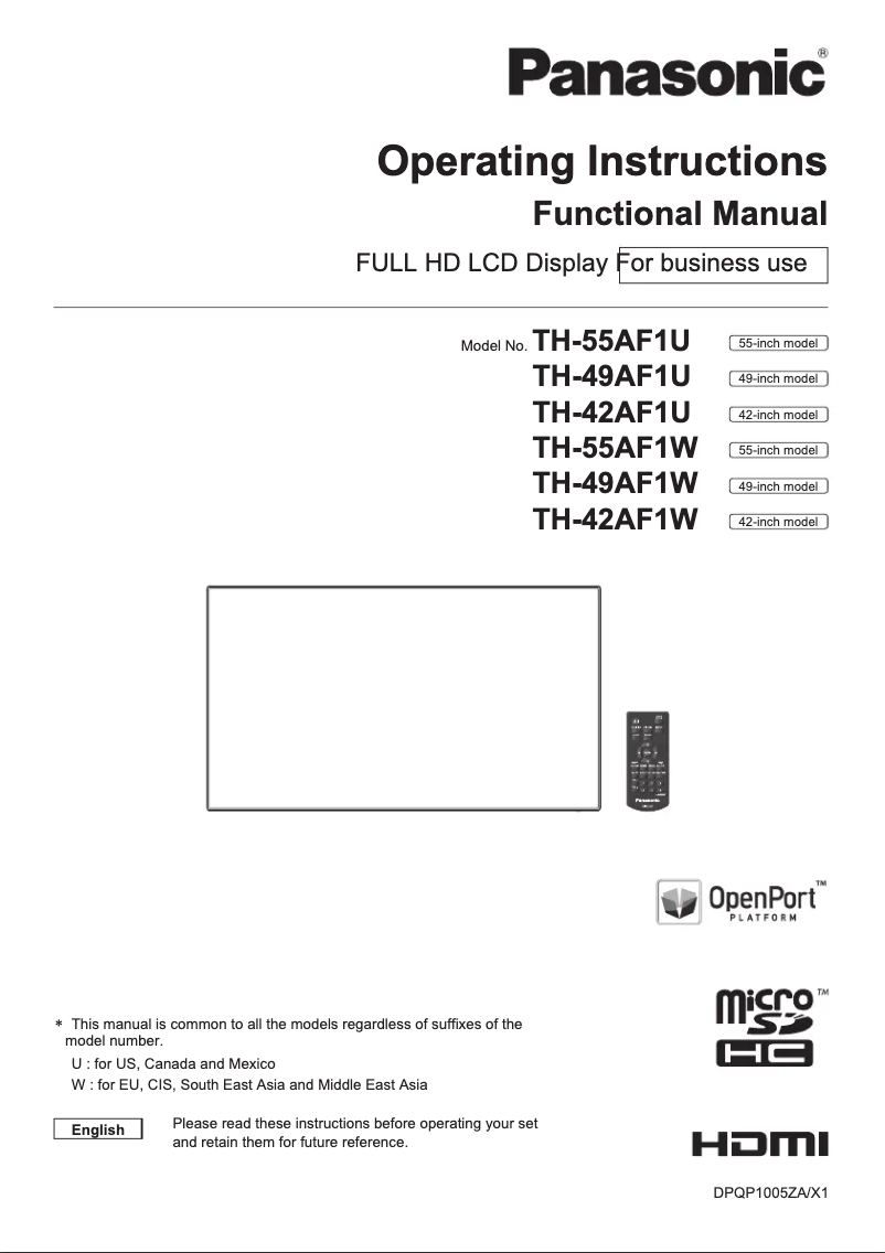 Image de la première page du manuel de l'appareil TH-49AF1