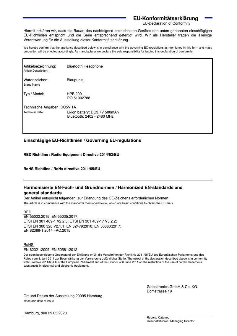 Image de la première page du manuel de l'appareil HPB 200