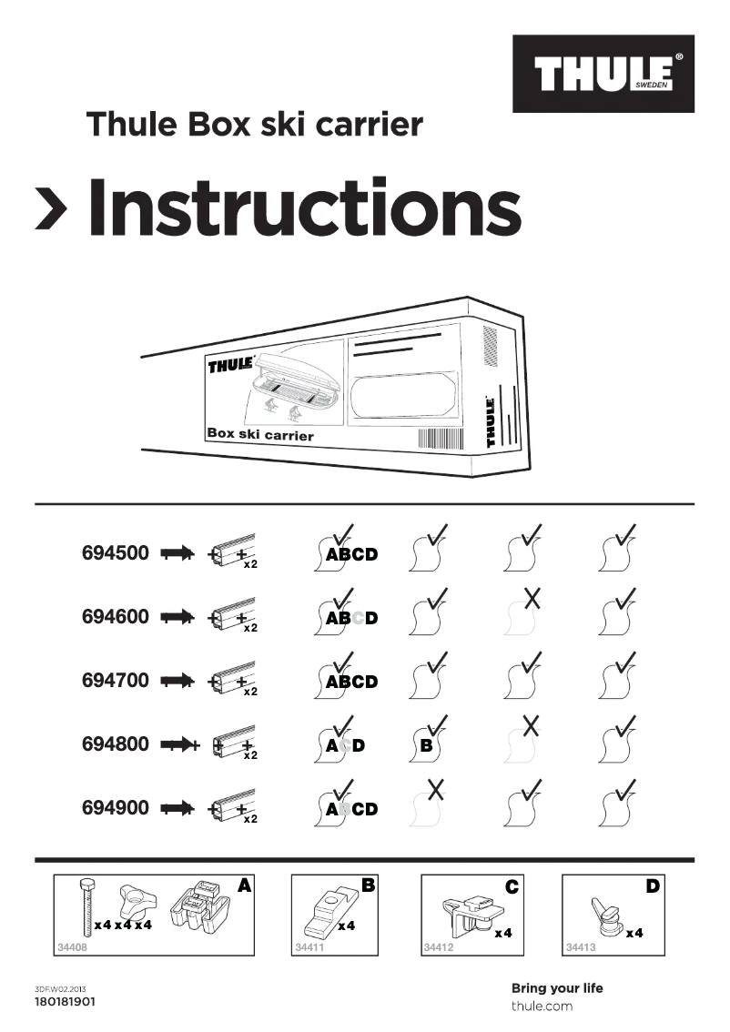 Page n°1 - Manuel utilisateur Thule Box ski carrier 694