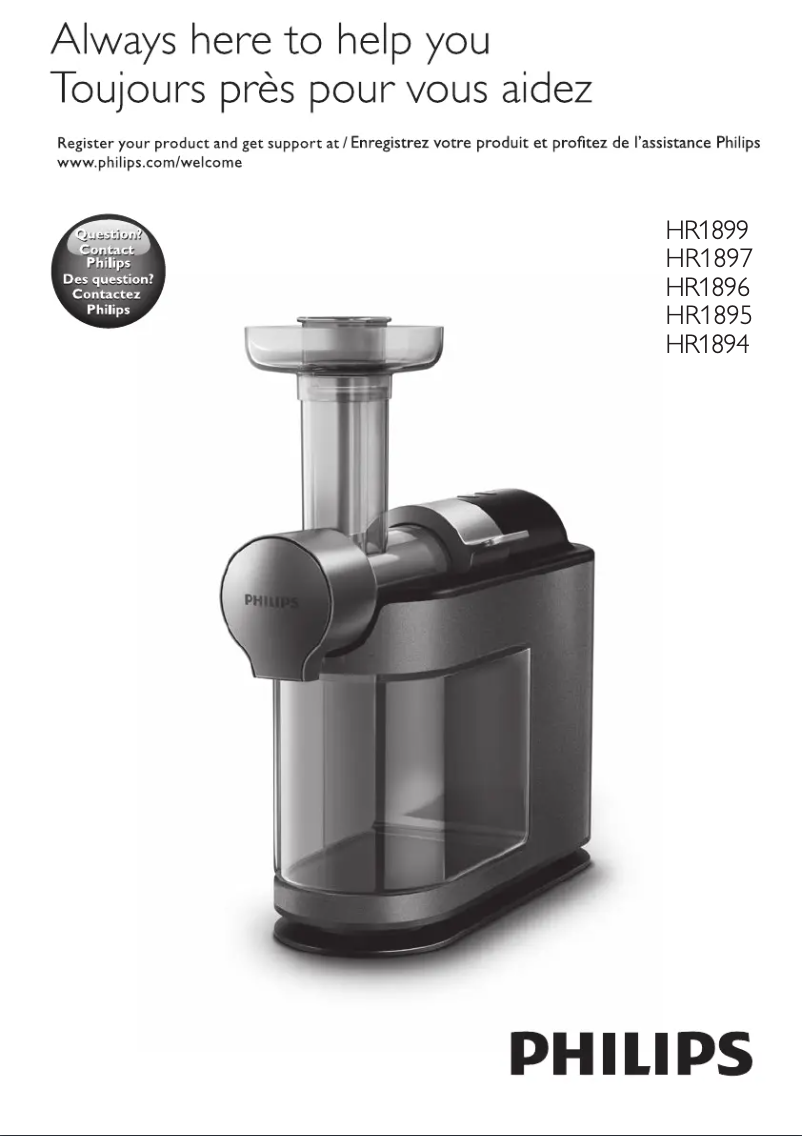 Image de la première page du manuel de l'appareil Avance Collection HR1897