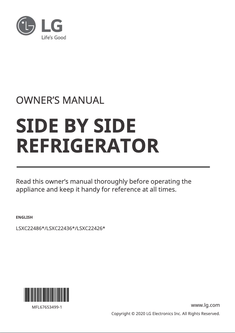 Image de la première page du manuel de l'appareil LSXC22486S