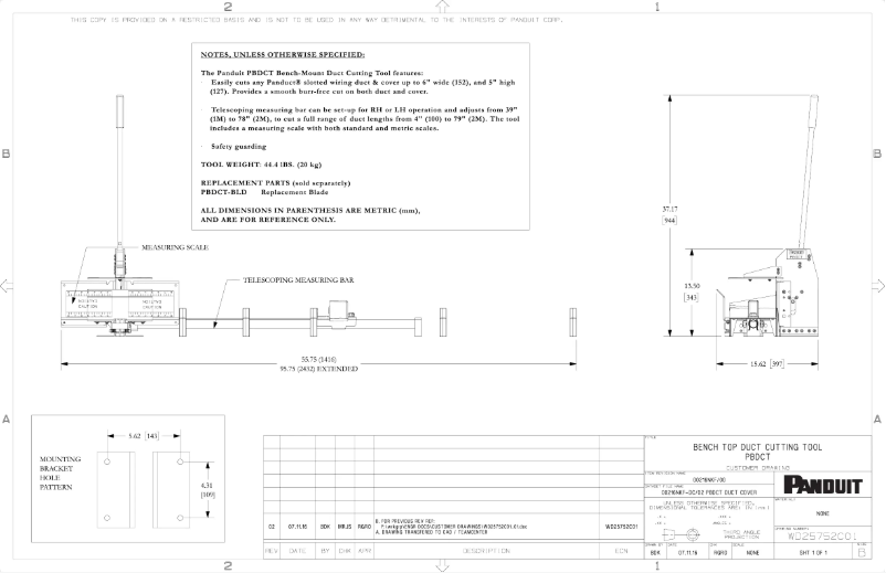 Page n°1 - Dessin technique Panduit PBDCT