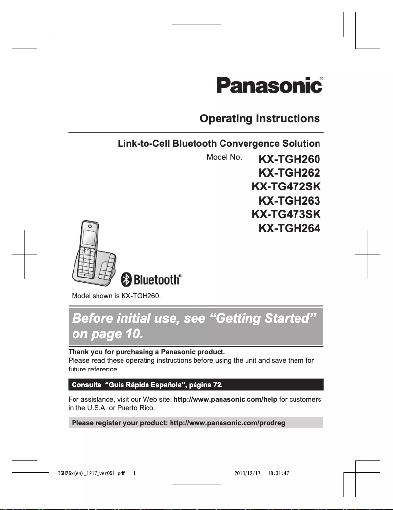 Page 1 de la notice Manuel utilisateur Panasonic KX-TG473SK