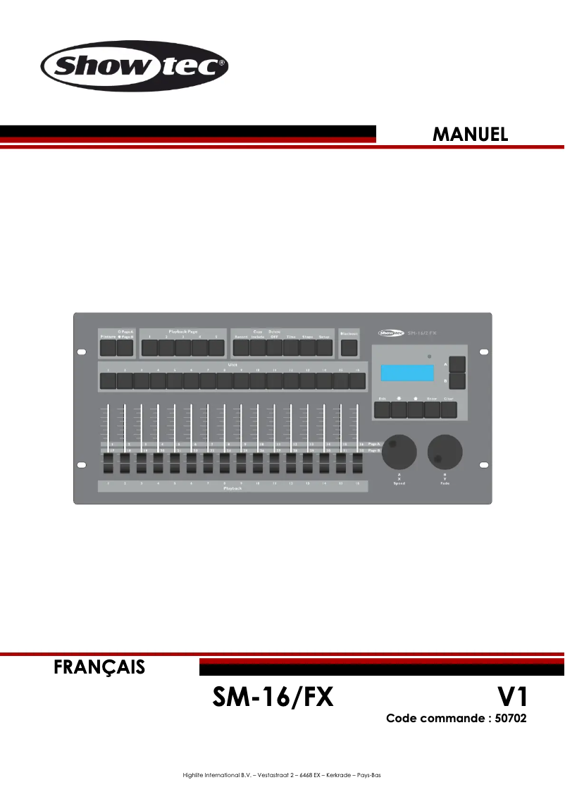 Page 1 de la notice Manuel utilisateur Showtec SM-16/2