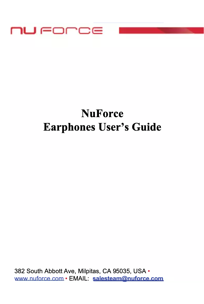 Page n°1 - Manuel utilisateur NuForce NE-600X