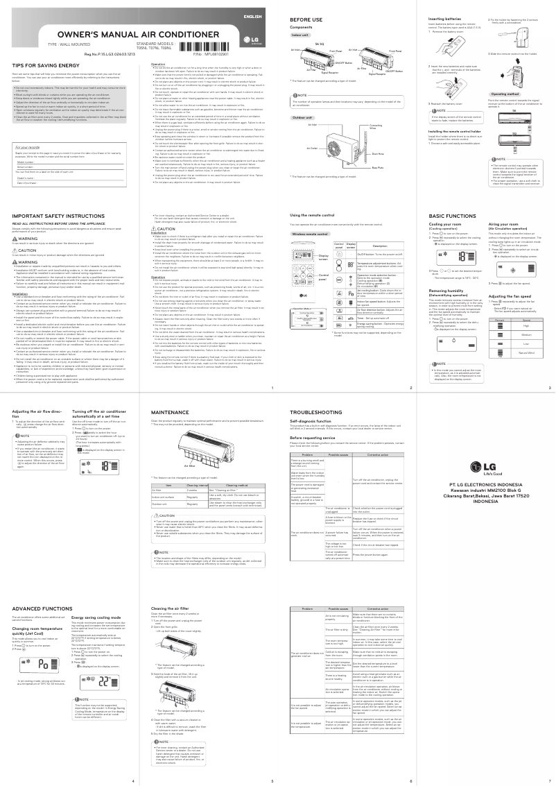 Página 1 del manual Manual de usuario LG T09NL