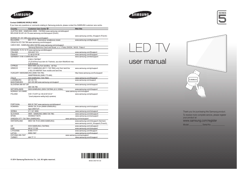 Page 1 de la notice Manuel utilisateur Samsung UE32H5570AS