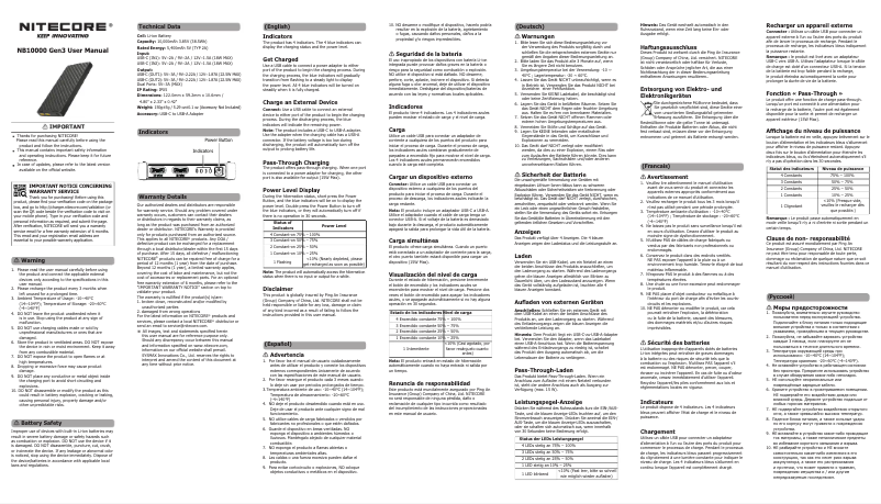 Page n°1 - Manuel utilisateur Nitecore NB10000 Gen3