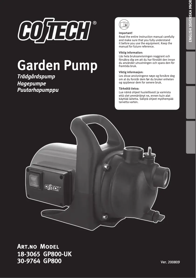 Page n°1 - Manuel utilisateur Cotech GP800