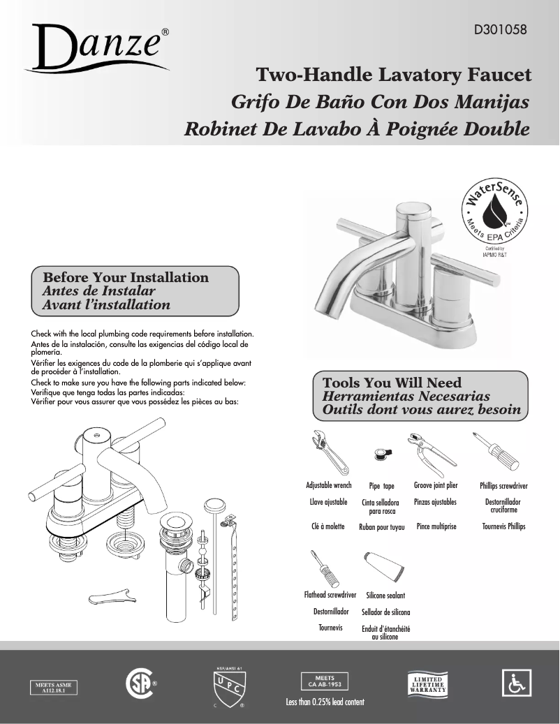 Página 1 del manual Manual de usuario Danze D301058
