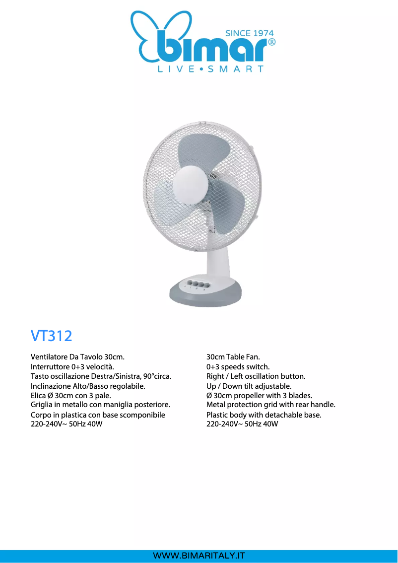 Page 1 de la notice Manuel utilisateur Bimar VT312