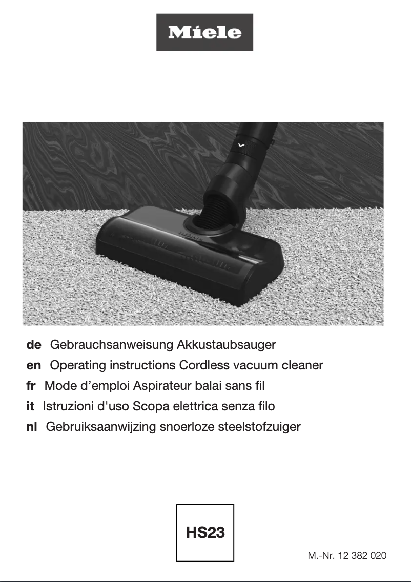 Page 1 de la notice Manuel utilisateur Miele Duoflex HX1 CarCare