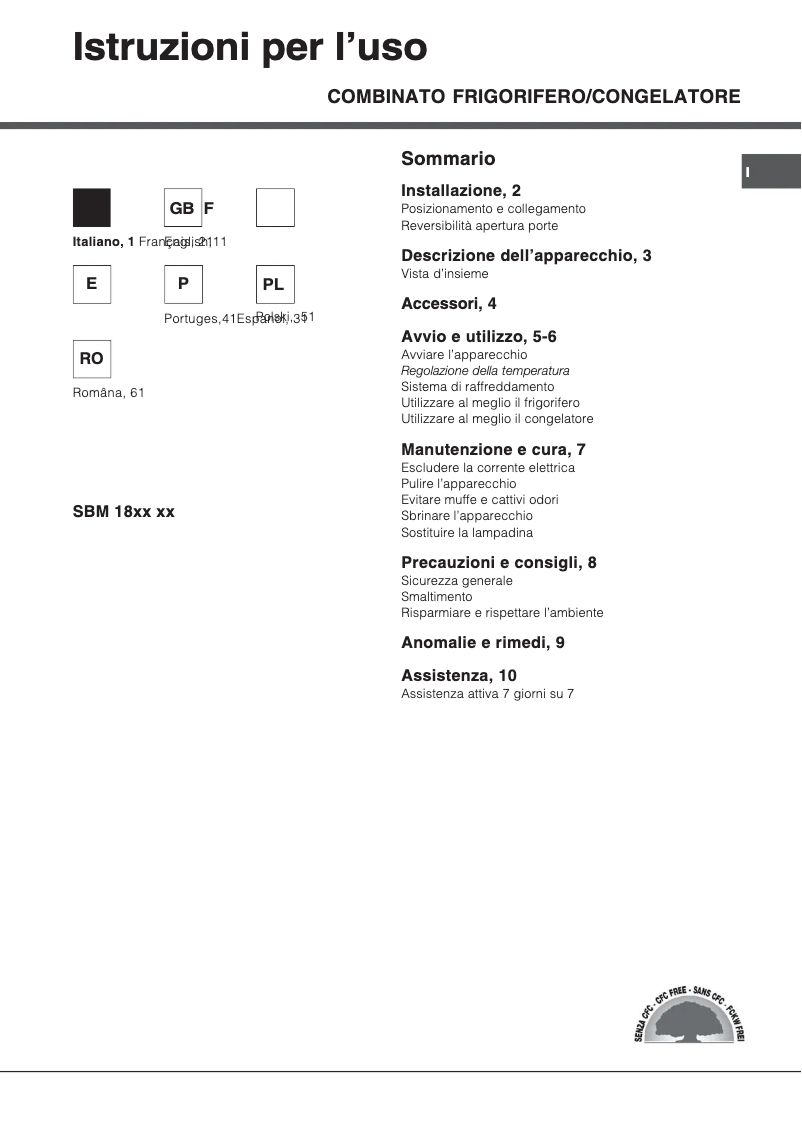 Page n°1 - Manuel utilisateur Hotpoint Ariston SBM 182A V