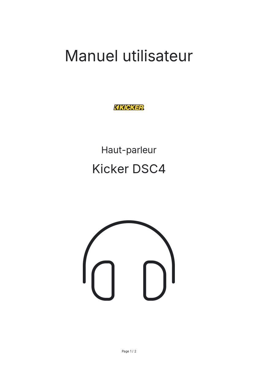 Page n°1 - Manuel utilisateur Kicker DSC4
