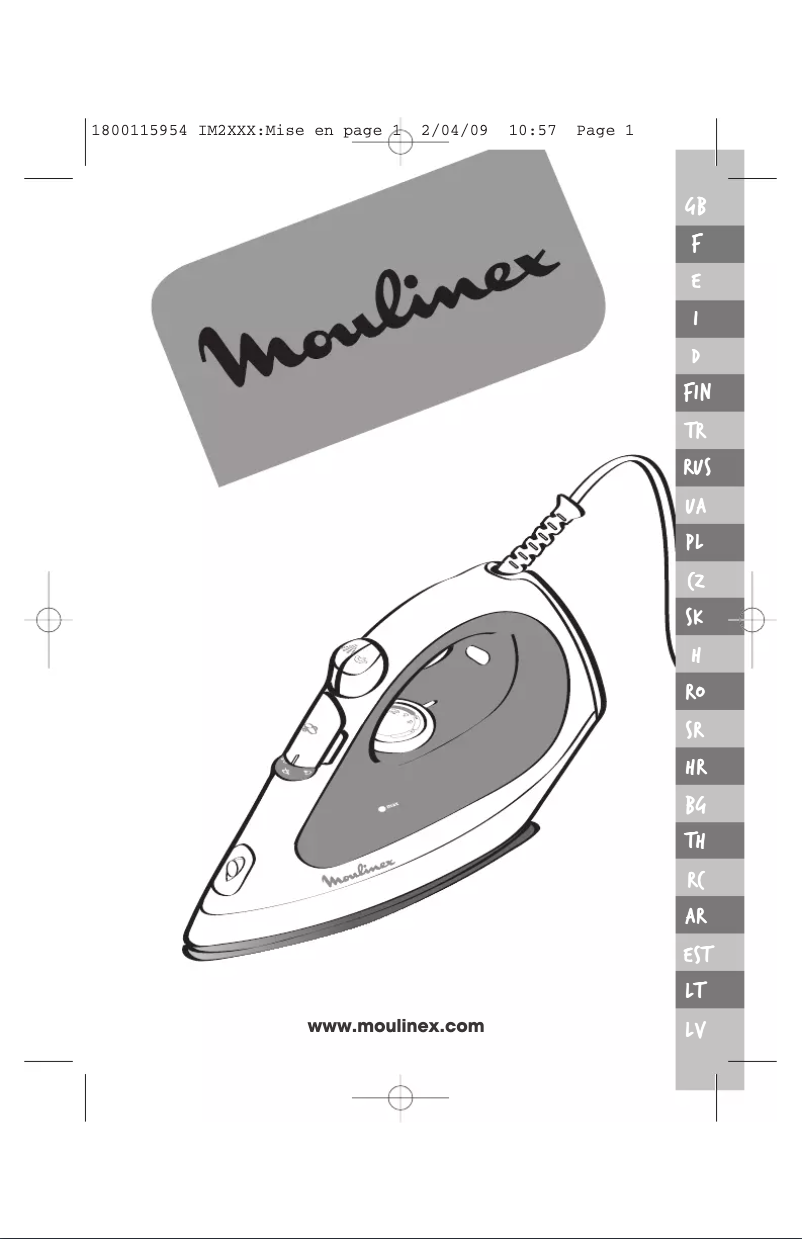 Page n°1 - Manuel utilisateur Moulinex Principio IM2045
