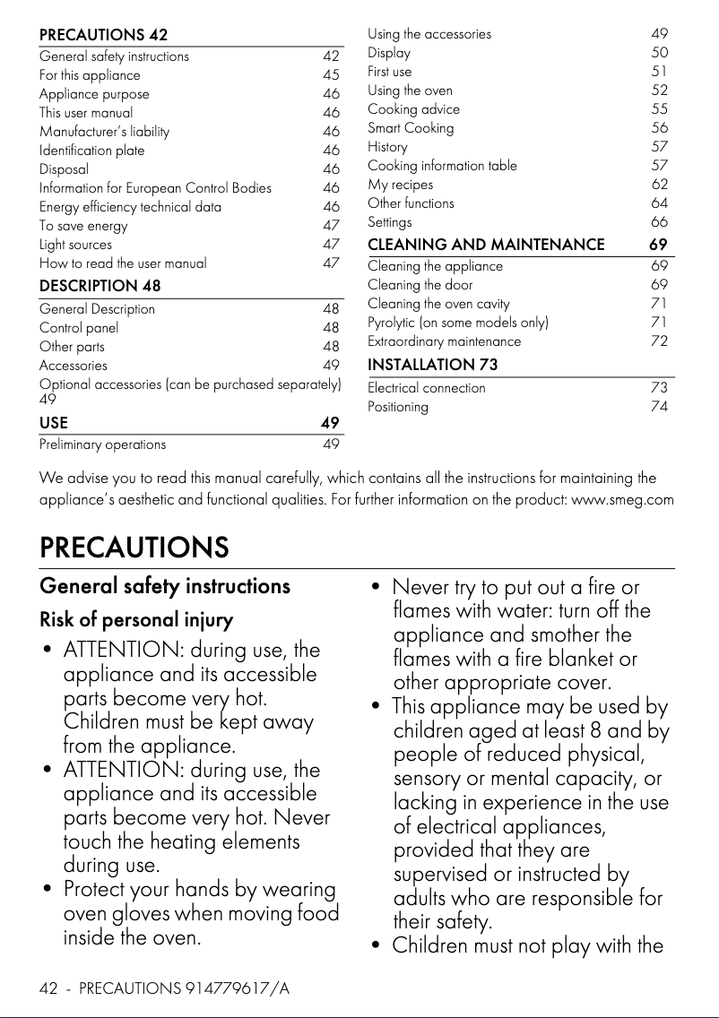 Page n°1 - Brochure Smeg SFPR9604TNR