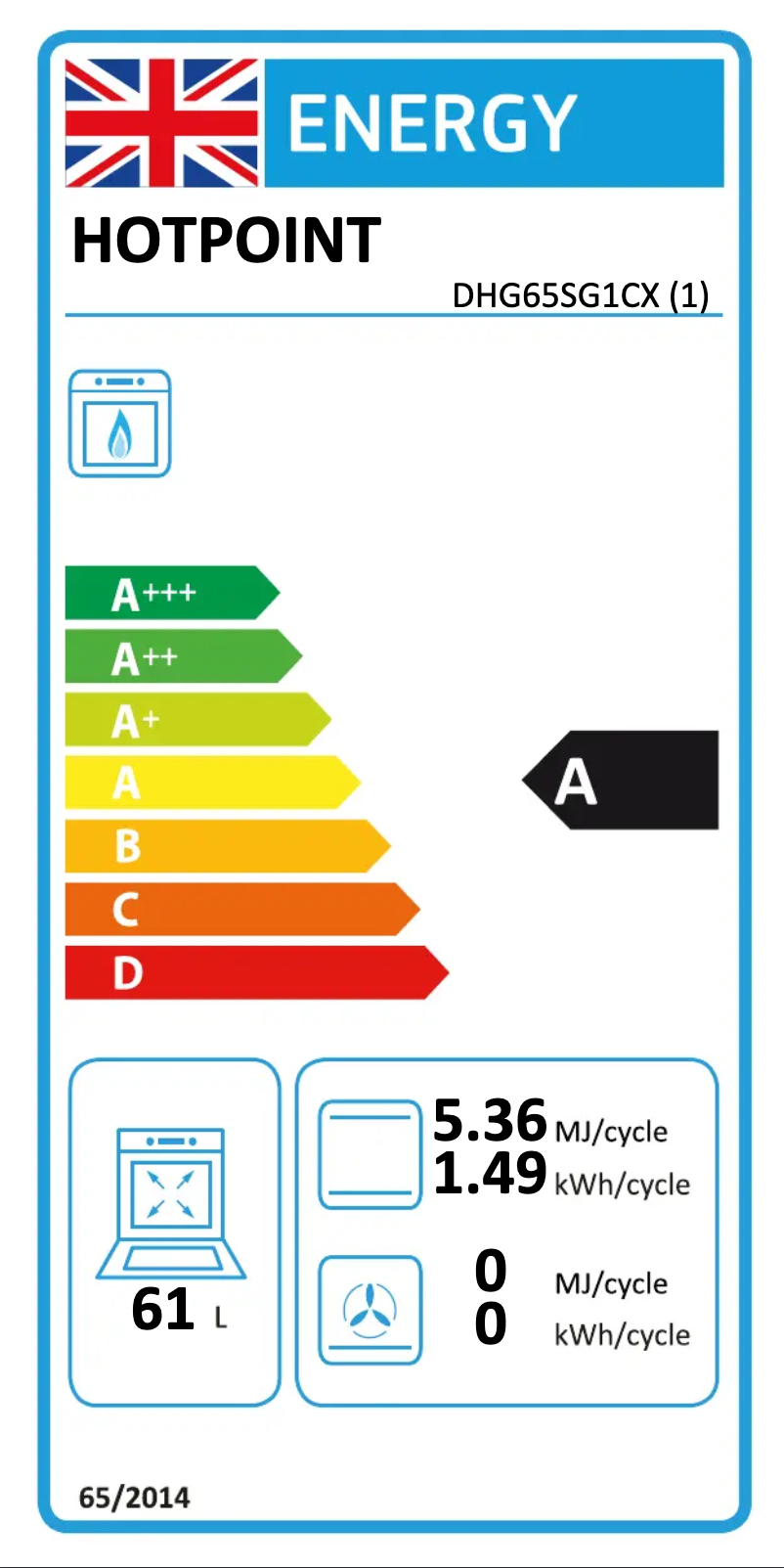 Page 1 de la notice Label énergétique Hotpoint DHG65SG1CX