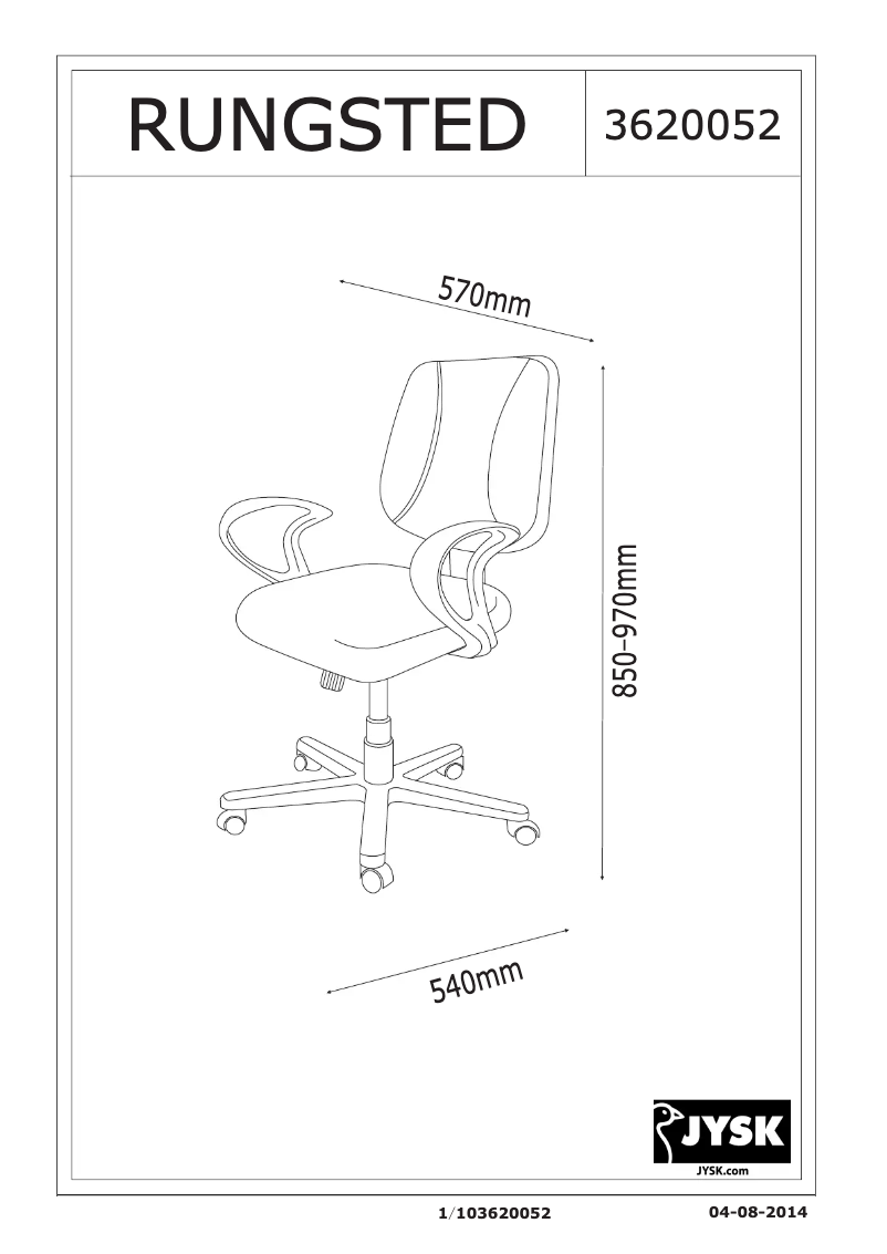 Page 1 de la notice Manuel utilisateur JYSK Rungsted