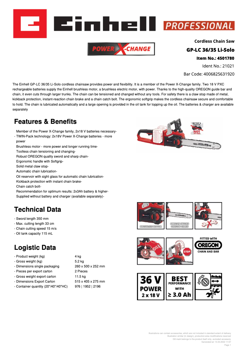 Image de la première page du manuel de l'appareil GP-LC 36/35 Li