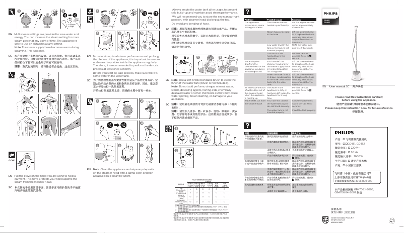 Page n°1 - Brochure Philips Easy Touch GC482