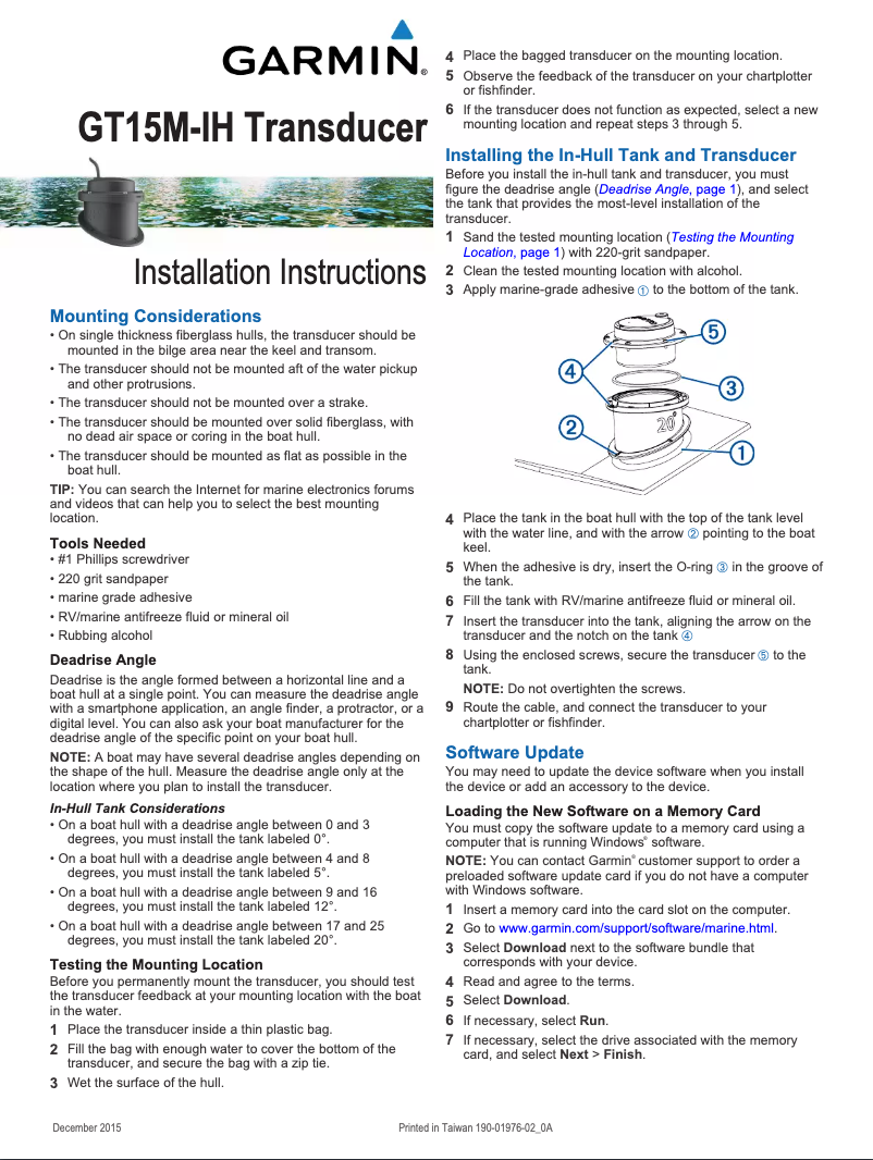Page 1 de la notice Mode d'emploi Garmin GT15M-IH