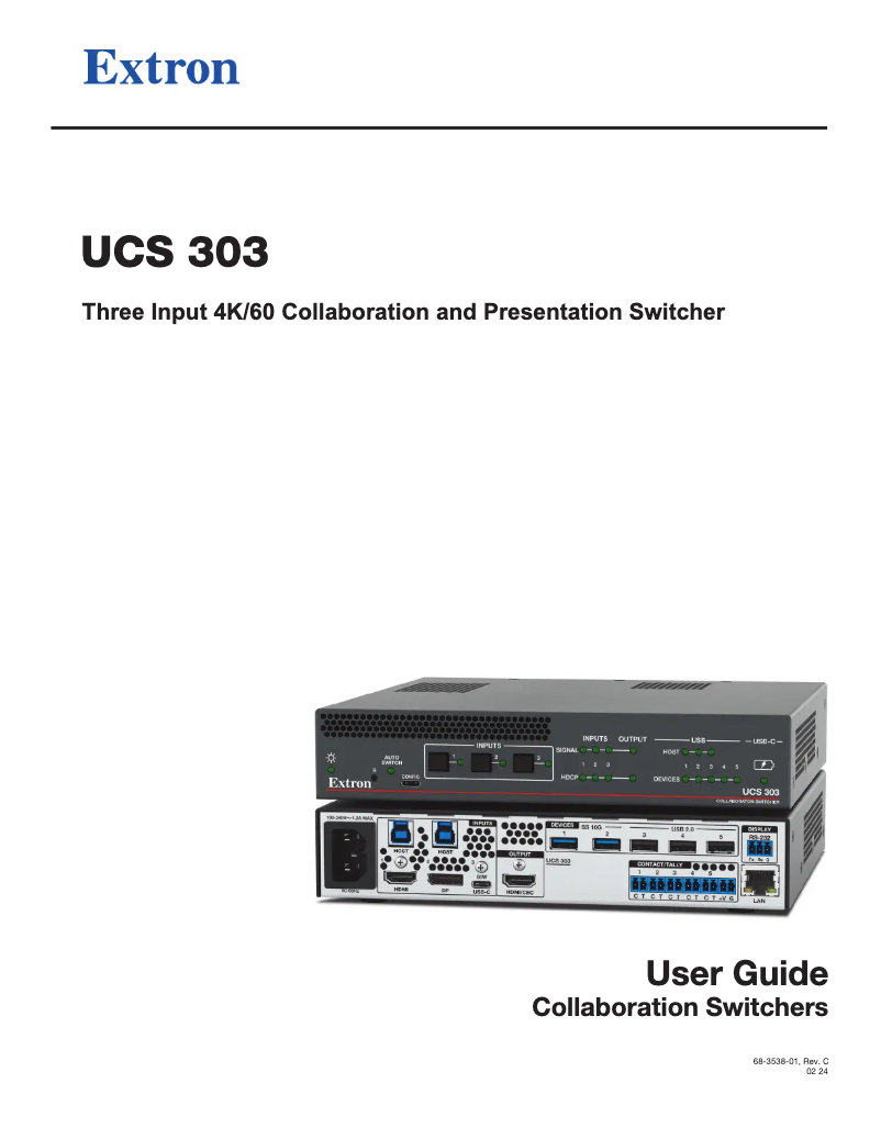 Page 1 de la notice Manuel utilisateur Extron UCS 303