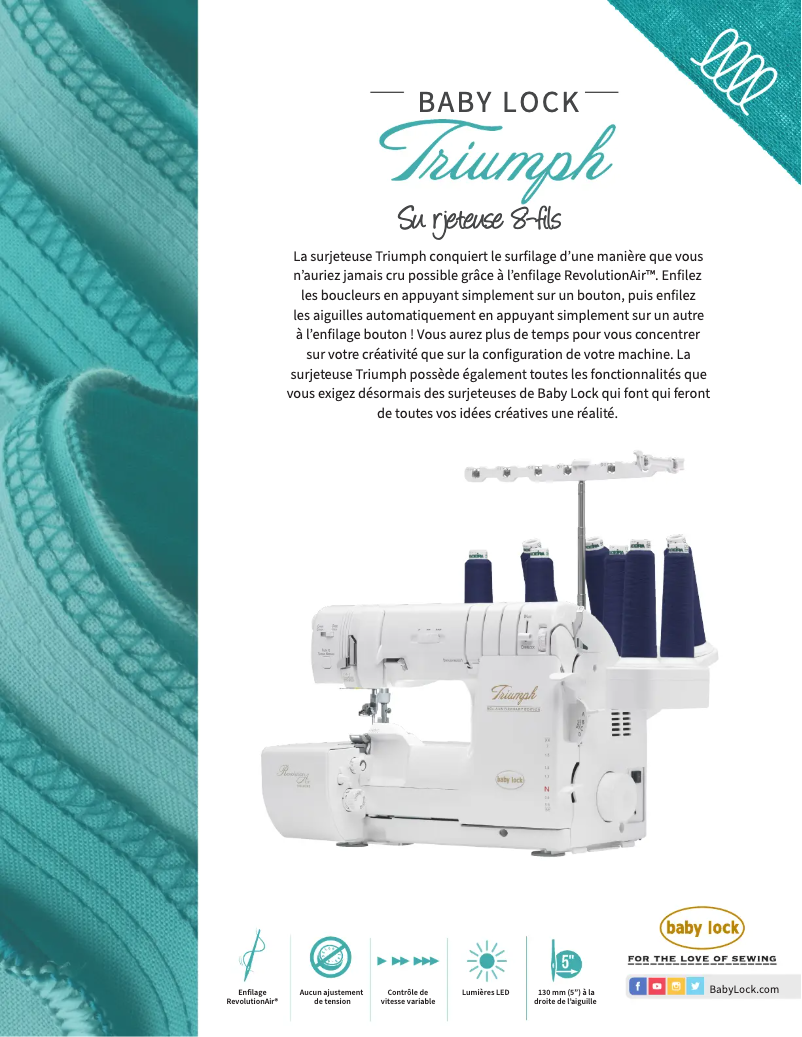 Page 1 de la notice Fiche technique Baby Lock Triumph