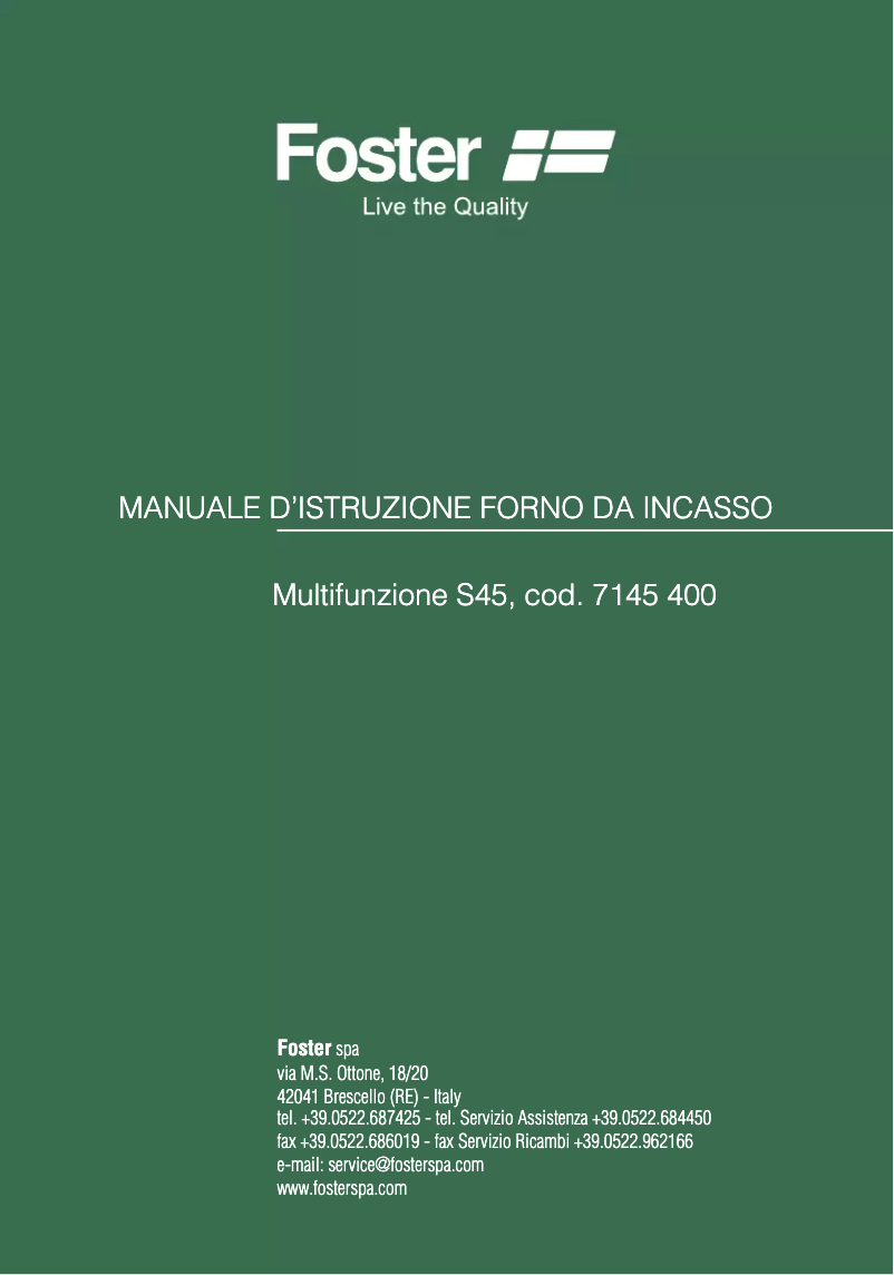 Page n°1 - Manuel utilisateur Foster 7145 100