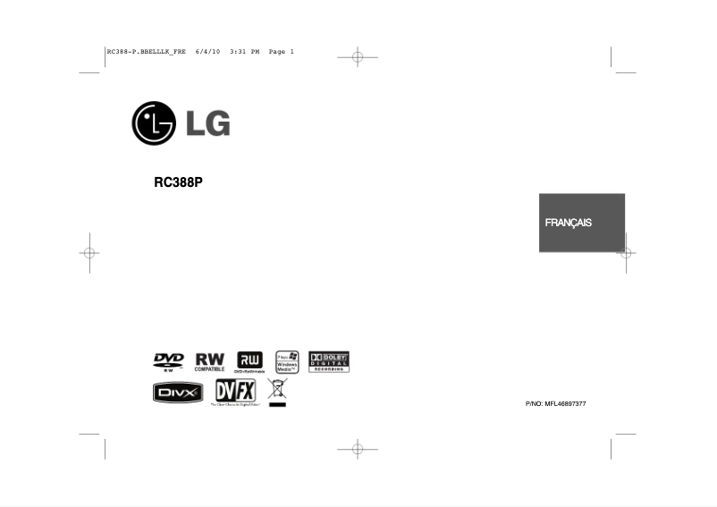 Page n°1 - Manuel utilisateur LG RC388P