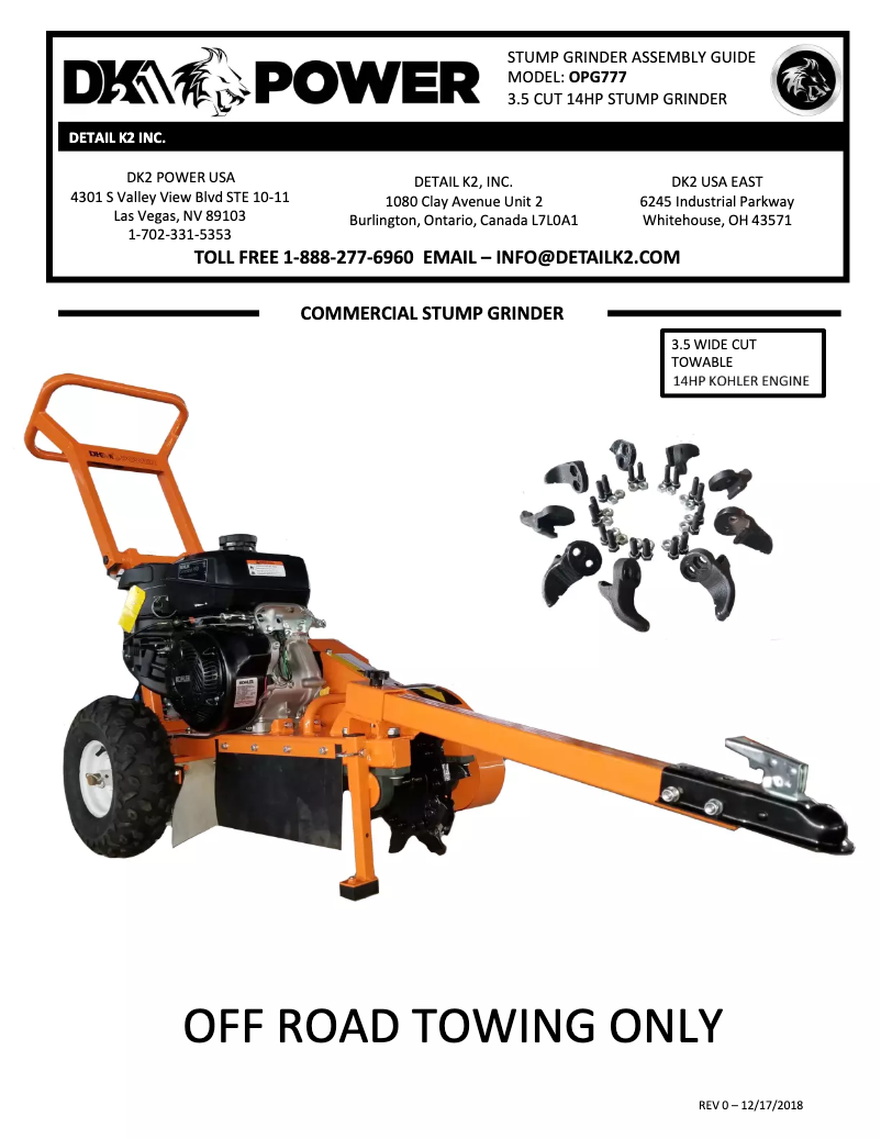 Page 1 de la notice Manuel utilisateur DK2 Power OPG777