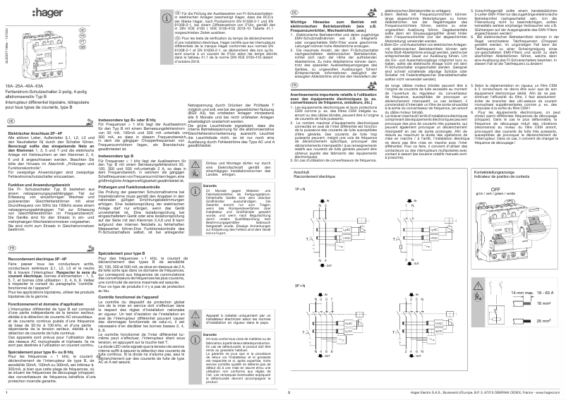 Page n°1 - Guide d'installation Hager CFB640D