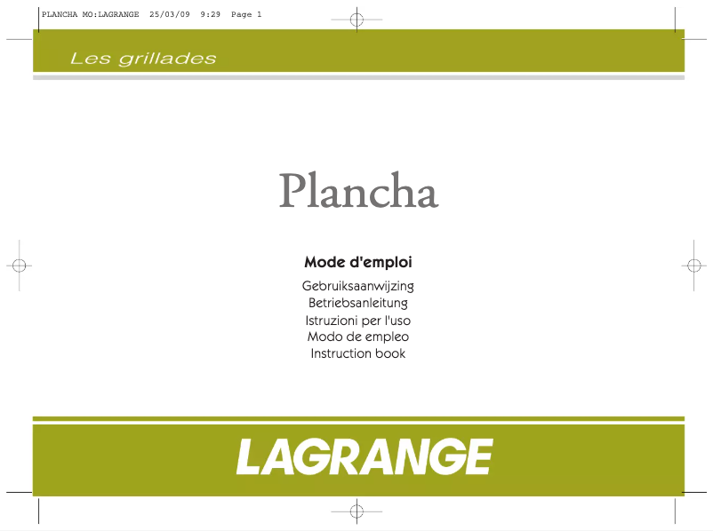 Image de la première page du manuel de l'appareil Plancha 229002