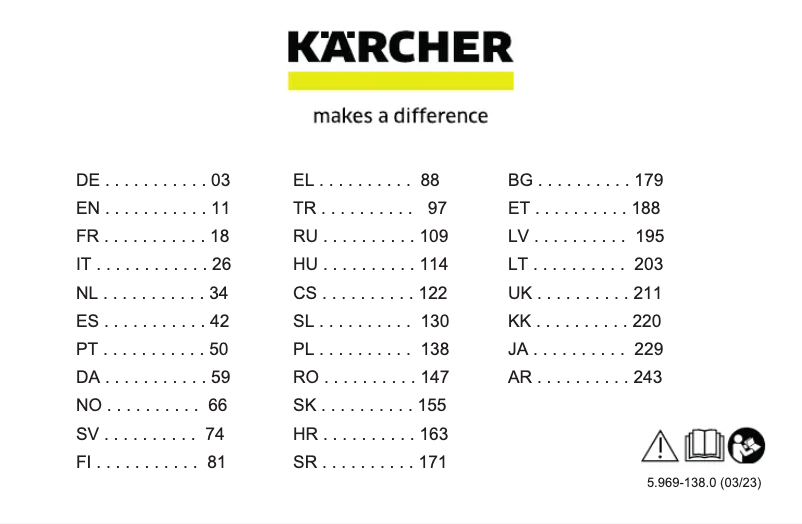 Page n°1 - Manuel utilisateur Kärcher LTR 18-25 Battery Set